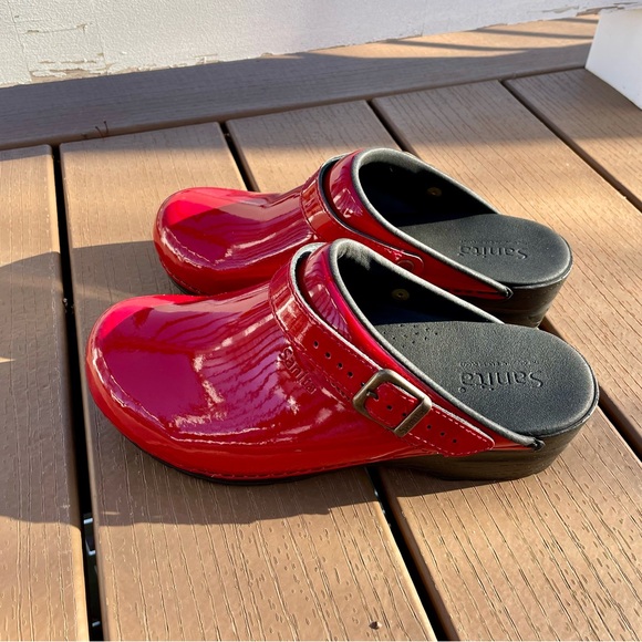Sanita Estelle Open Clogs Red Patent Leather New In Box Size 39 - Picture 5 of 10